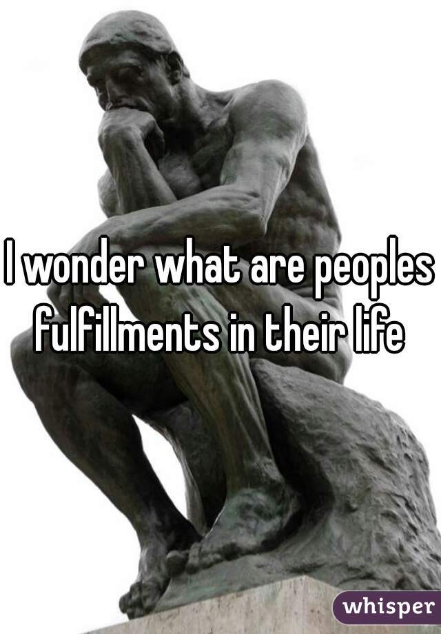 I wonder what are peoples fulfillments in their life 