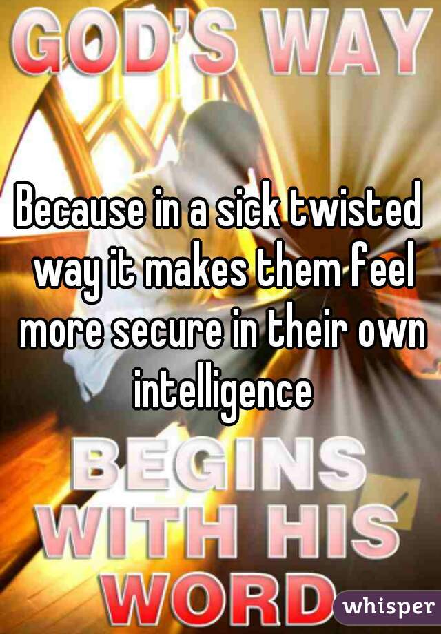 Because in a sick twisted way it makes them feel more secure in their own intelligence