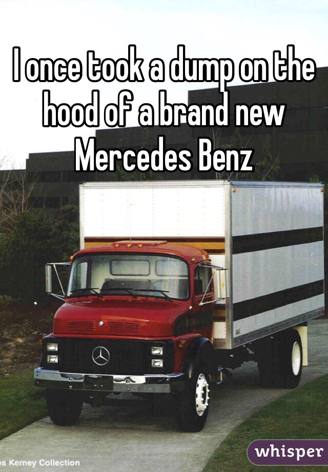 I once took a dump on the hood of a brand new Mercedes Benz 