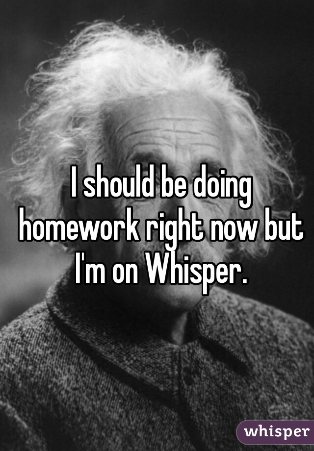 I should be doing homework right now but I'm on Whisper. 