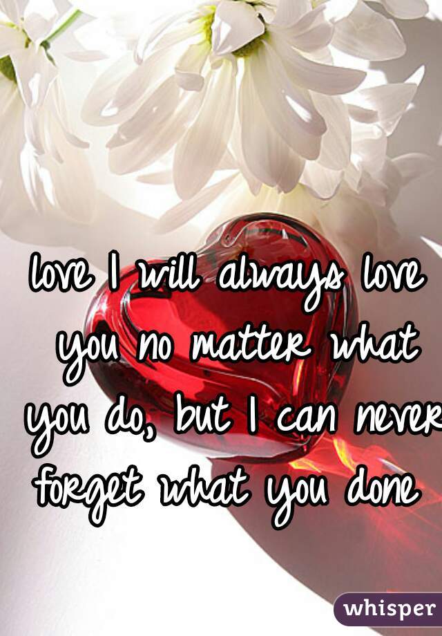 love I will always love you no matter what you do, but I can never forget what you done 