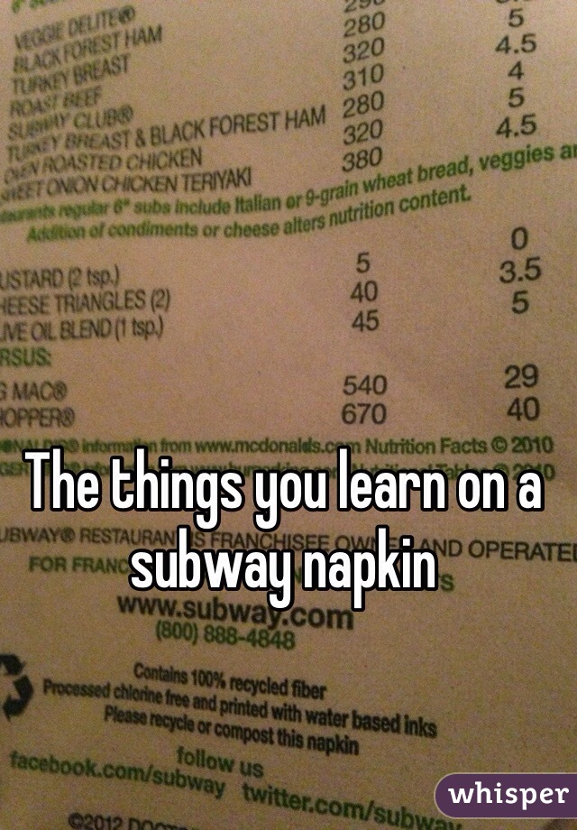 The things you learn on a subway napkin 
