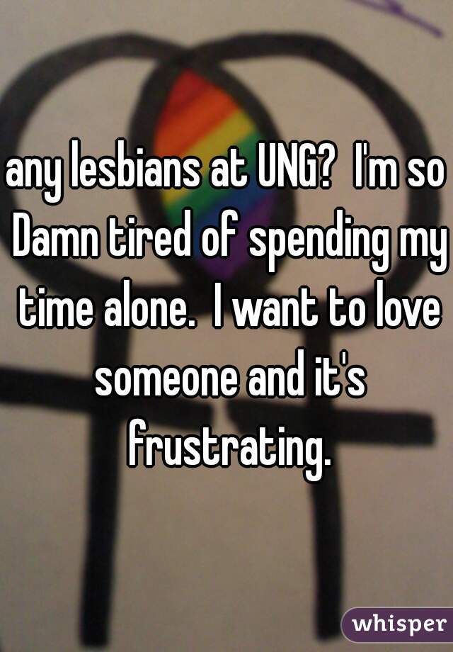 any lesbians at UNG?  I'm so Damn tired of spending my time alone.  I want to love someone and it's frustrating.