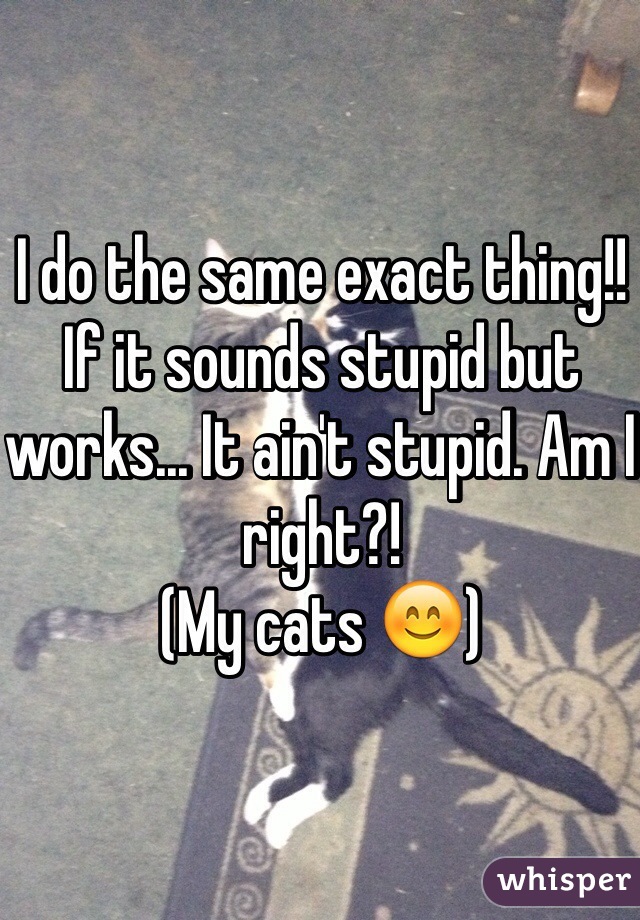 I do the same exact thing!! 
If it sounds stupid but works... It ain't stupid. Am I right?!
(My cats 😊)