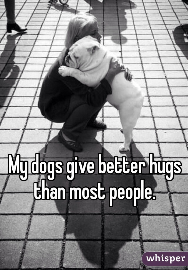 My dogs give better hugs than most people.