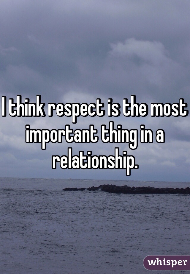 I think respect is the most important thing in a relationship.