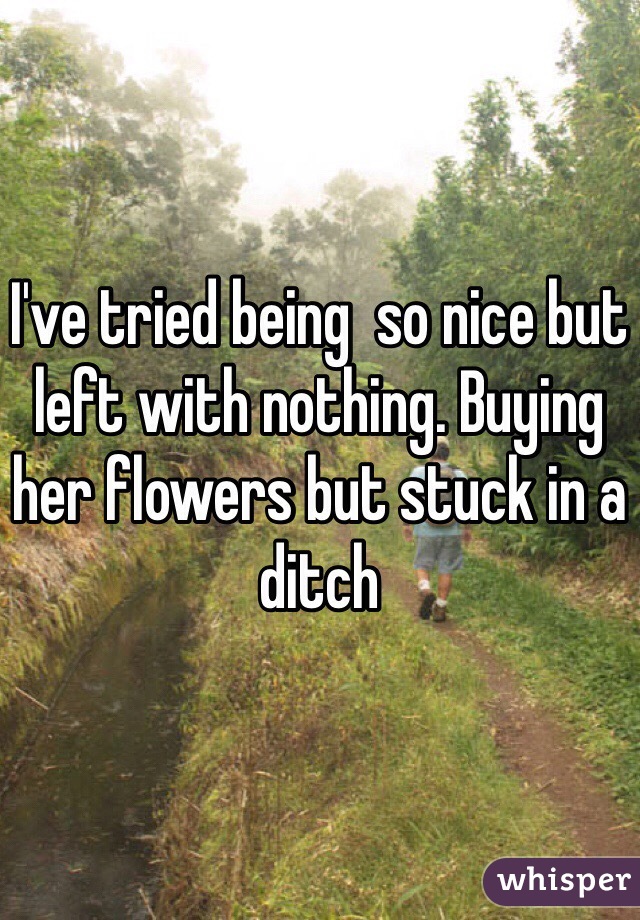 I've tried being  so nice but left with nothing. Buying her flowers but stuck in a ditch 