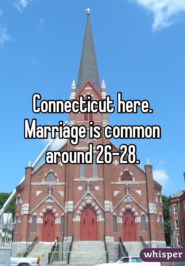 Connecticut here. Marriage is common around 26-28. 