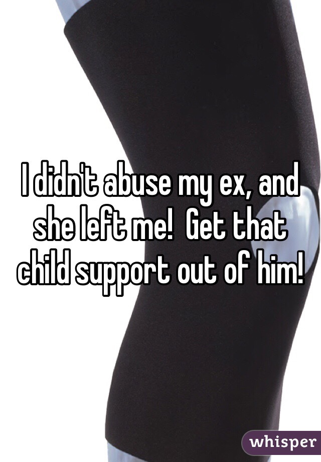 I didn't abuse my ex, and she left me!  Get that child support out of him!