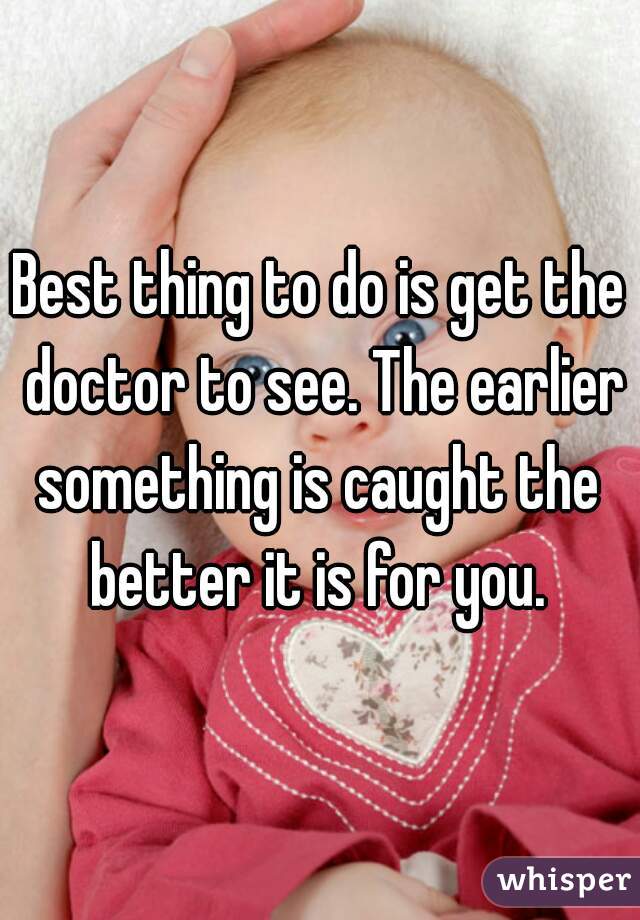 Best thing to do is get the doctor to see. The earlier something is caught the  better it is for you. 