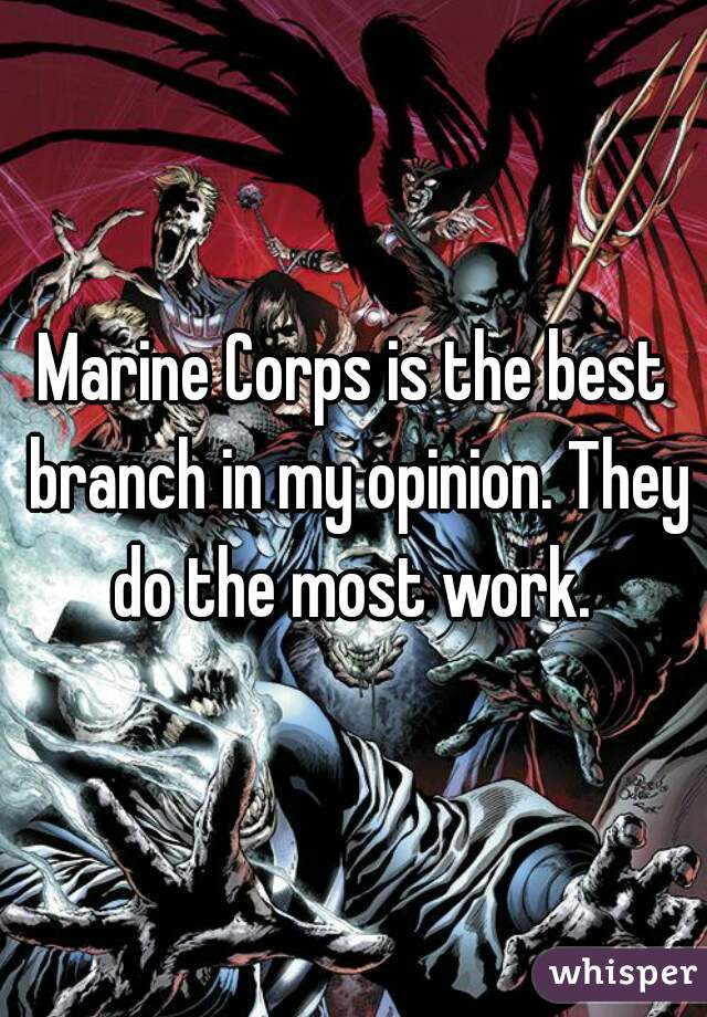 Marine Corps is the best branch in my opinion. They do the most work. 