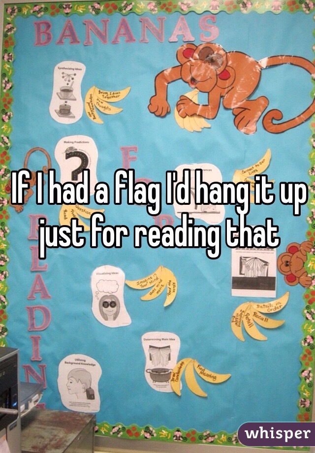 If I had a flag I'd hang it up just for reading that