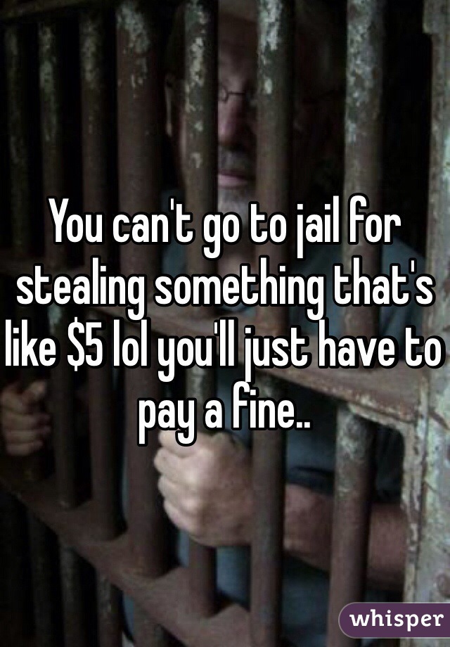 You can't go to jail for stealing something that's like $5 lol you'll just have to pay a fine..