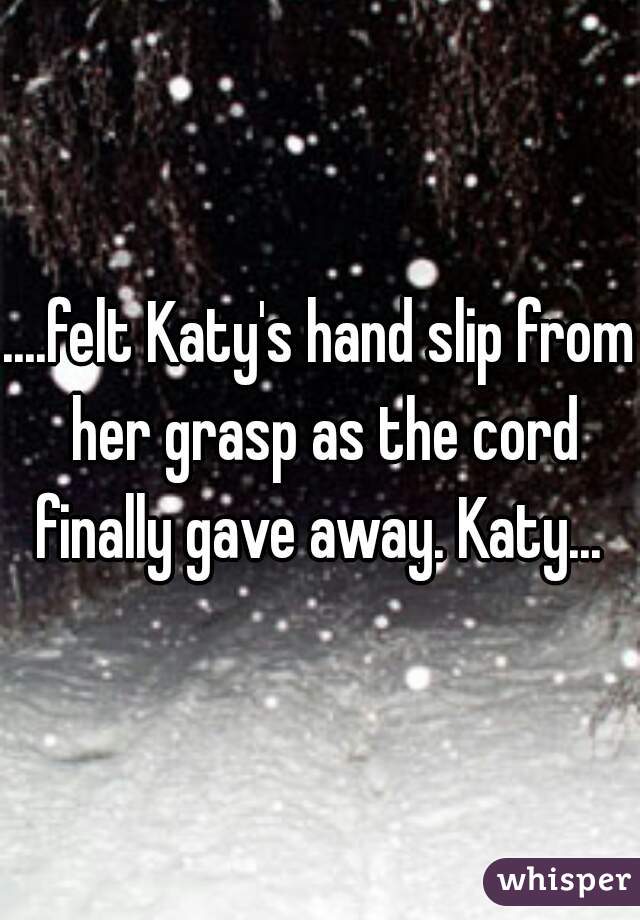 ....felt Katy's hand slip from her grasp as the cord finally gave away. Katy... 