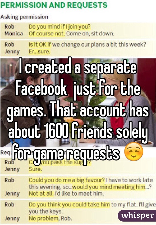 I created a separate Facebook  just for the games. That account has about 1600 friends solely for game requests ☺️
