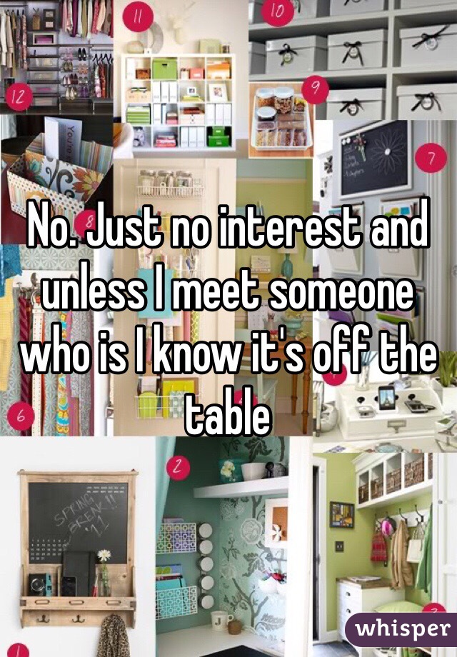 No. Just no interest and unless I meet someone who is I know it's off the table 