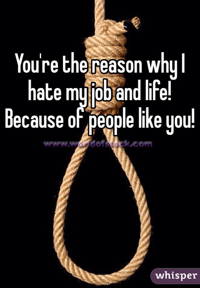 You're the reason why I hate my job and life! Because of people like you!