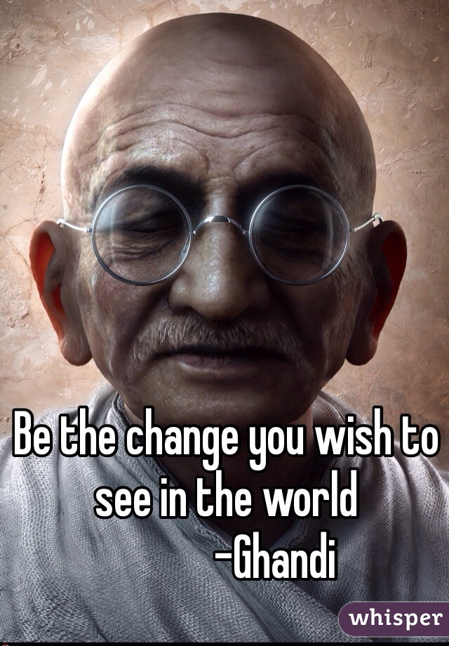 Be the change you wish to see in the world
           -Ghandi 