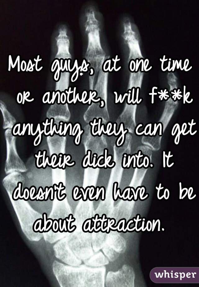Most guys, at one time or another, will f**k anything they can get their dick into. It doesn't even have to be about attraction. 