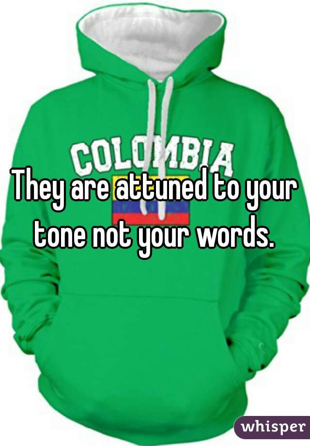 They are attuned to your tone not your words. 