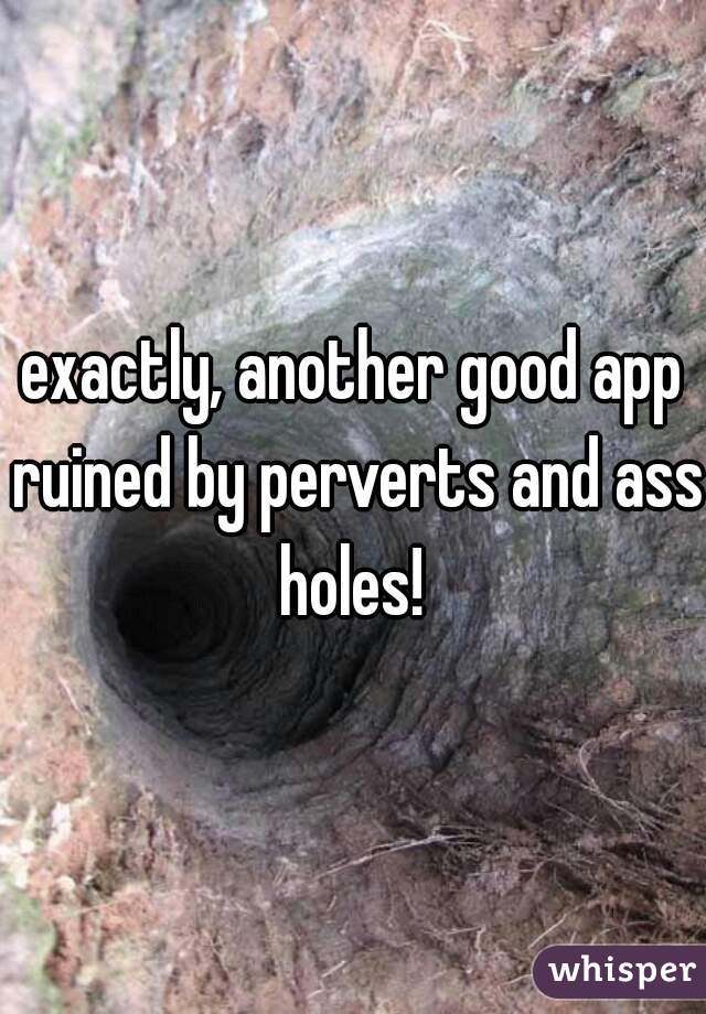 exactly, another good app ruined by perverts and ass holes! 