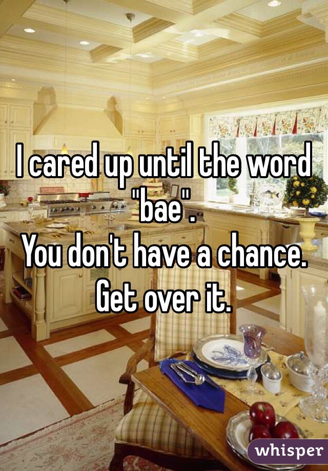 I cared up until the word "bae".
You don't have a chance. Get over it.