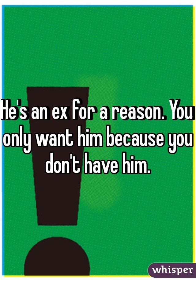 He's an ex for a reason. You only want him because you don't have him.