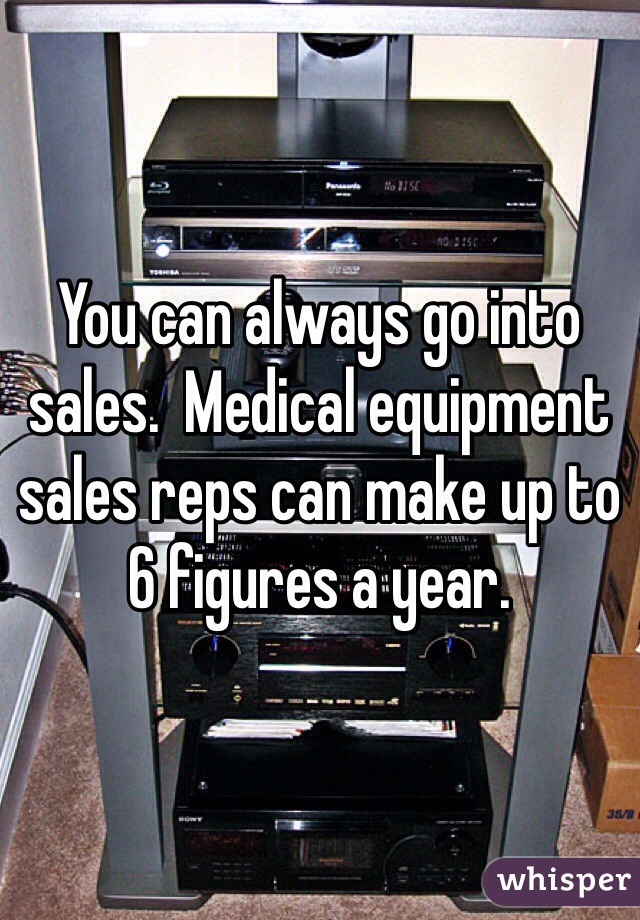 You can always go into sales.  Medical equipment sales reps can make up to 6 figures a year. 