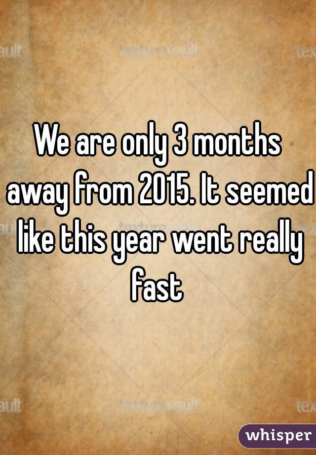 We are only 3 months away from 2015. It seemed like this year went really fast 