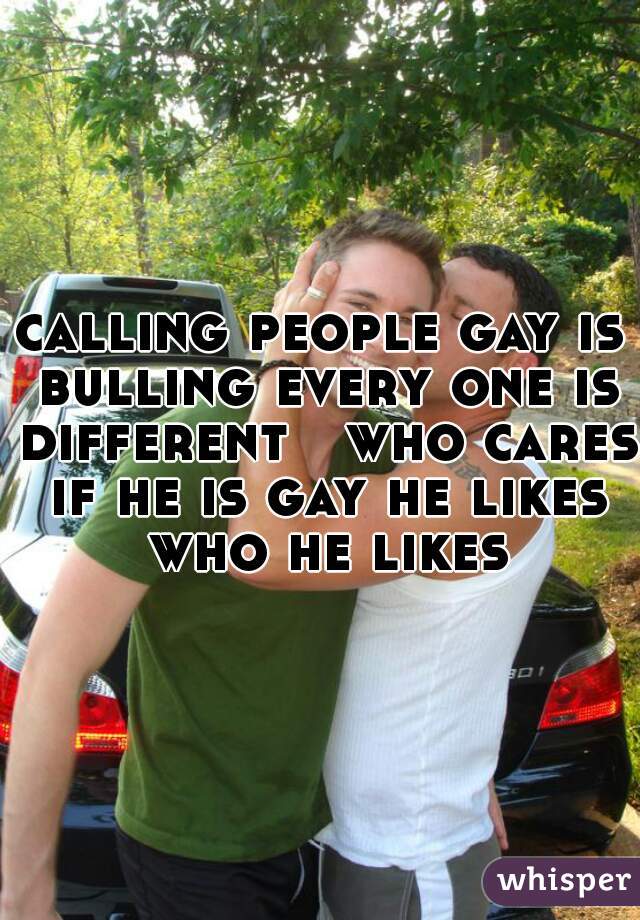 calling people gay is bulling every one is different   who cares if he is gay he likes who he likes