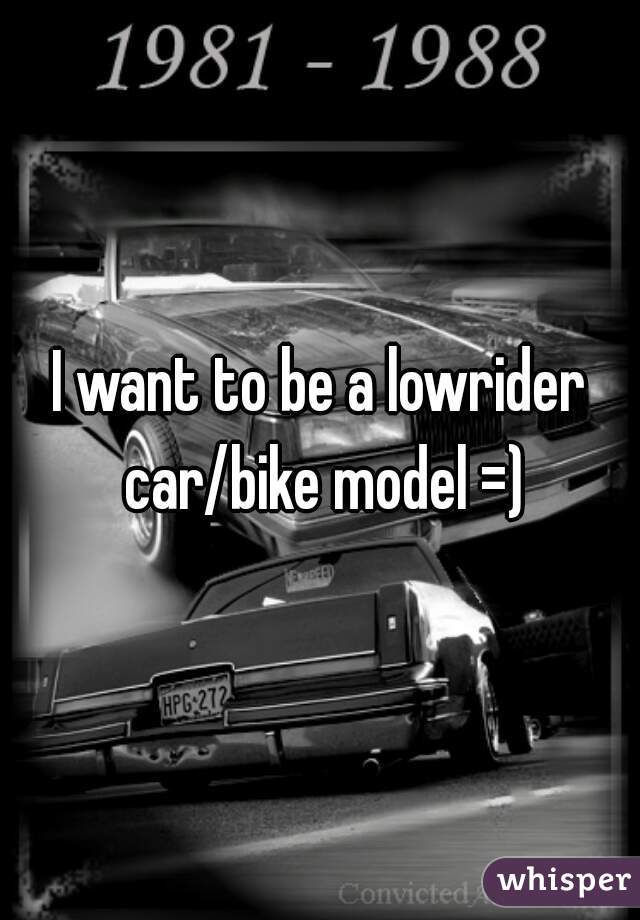I want to be a lowrider car/bike model =)