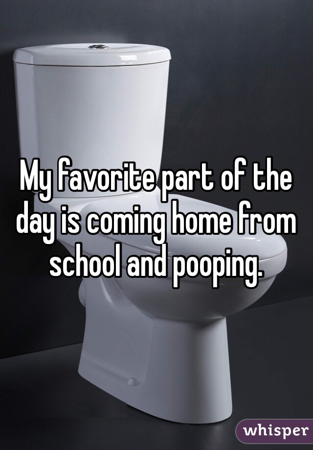 My favorite part of the day is coming home from school and pooping.