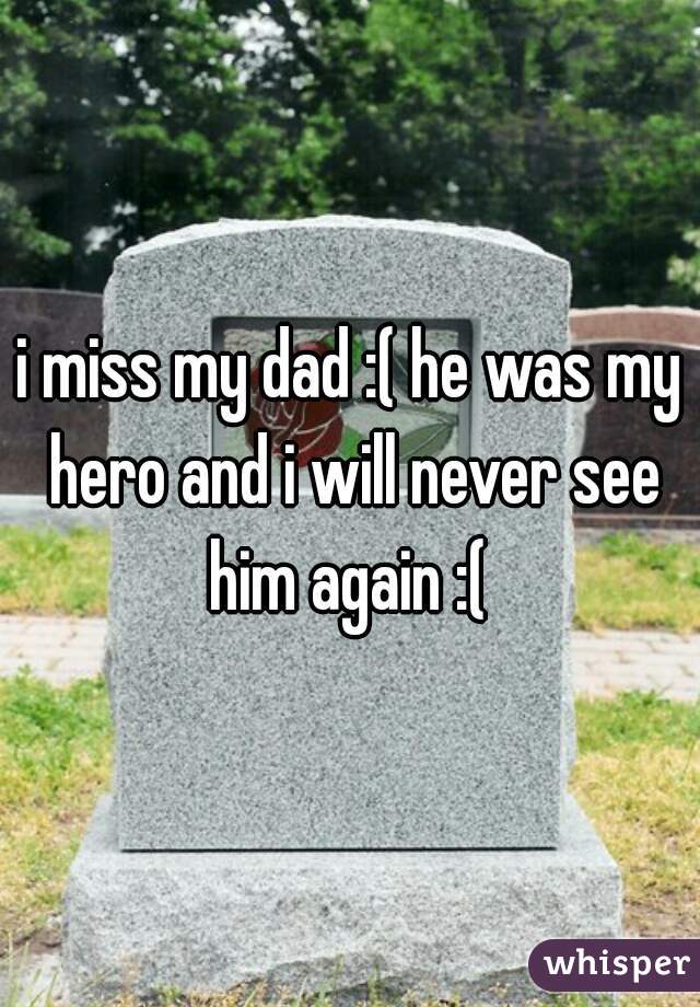 i miss my dad :( he was my hero and i will never see him again :( 