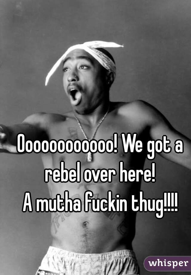 Oooooooooooo! We got a rebel over here! 
A mutha fuckin thug!!!!