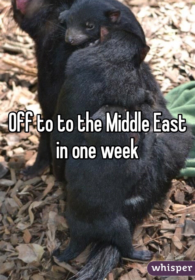 Off to to the Middle East in one week