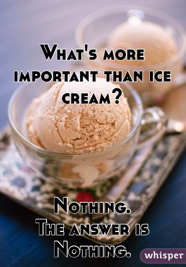 What's more important than ice cream?




Nothing.
The answer is Nothing. 