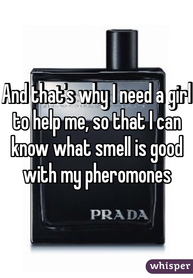 And that's why I need a girl to help me, so that I can know what smell is good with my pheromones 
