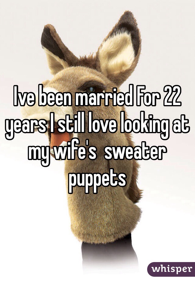 Ive been married For 22 years I still love looking at my wife's  sweater puppets 