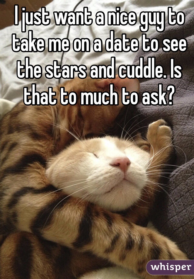 I just want a nice guy to take me on a date to see the stars and cuddle. Is that to much to ask? 