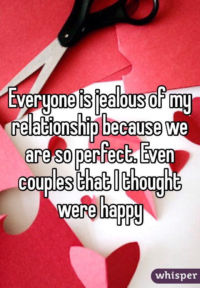 Everyone is jealous of my relationship because we are so perfect. Even couples that I thought were happy 
