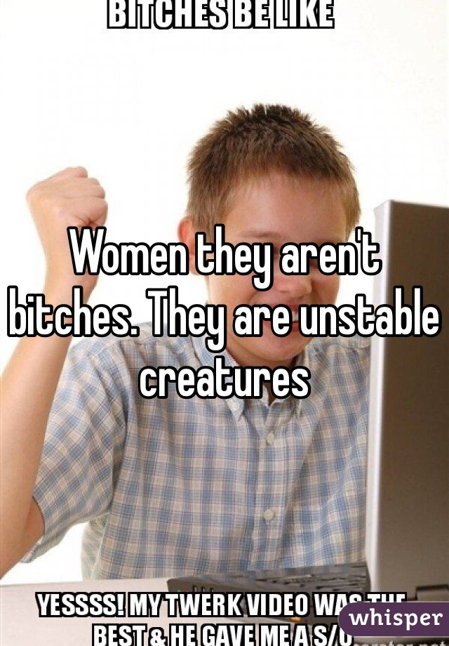 Women they aren't bitches. They are unstable creatures 