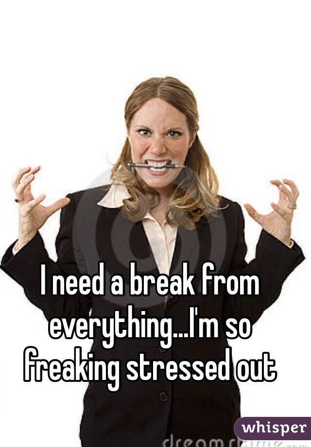I need a break from everything...I'm so freaking stressed out