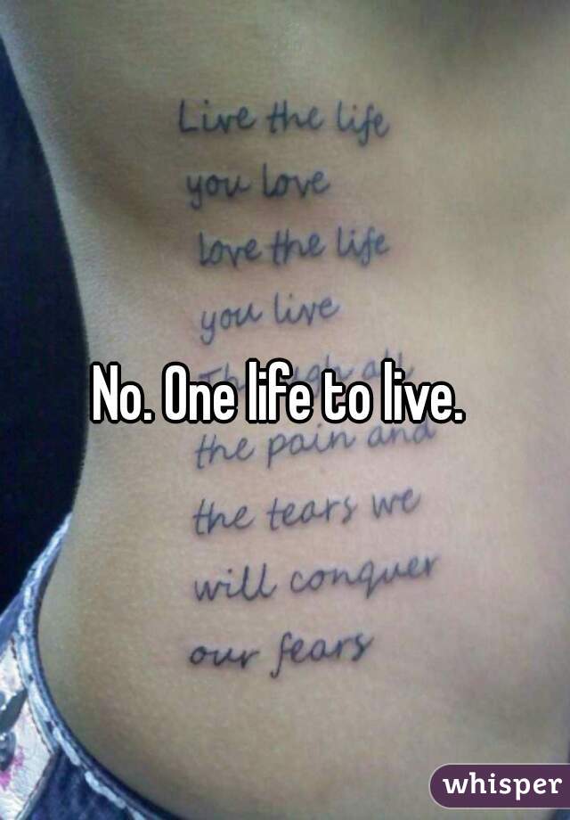 No. One life to live. 