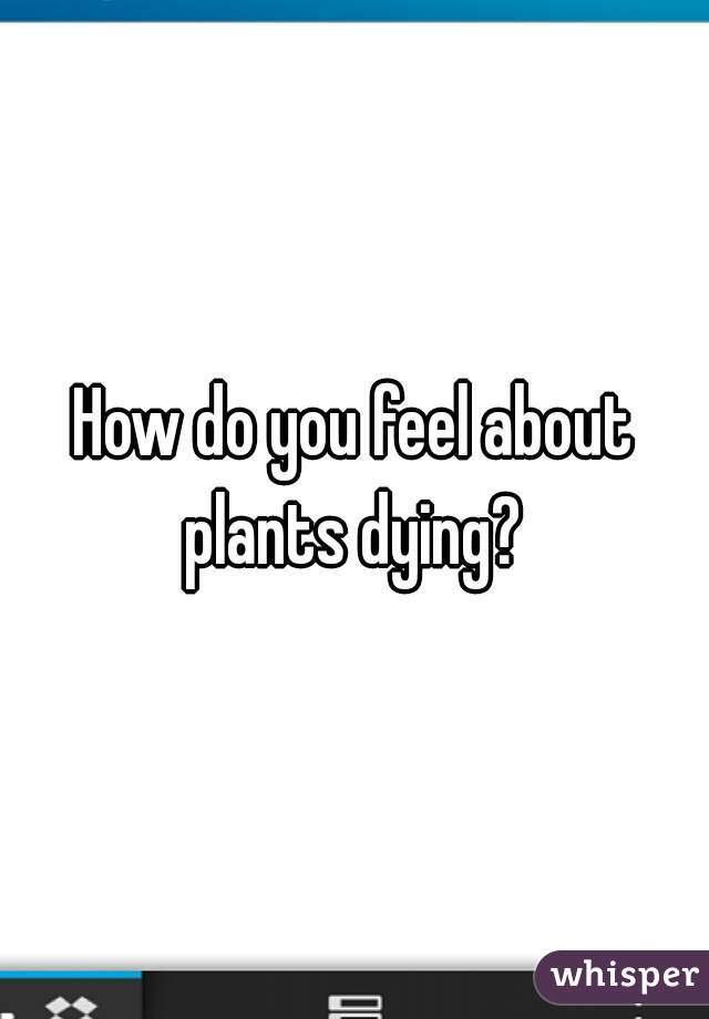 How do you feel about plants dying? 
