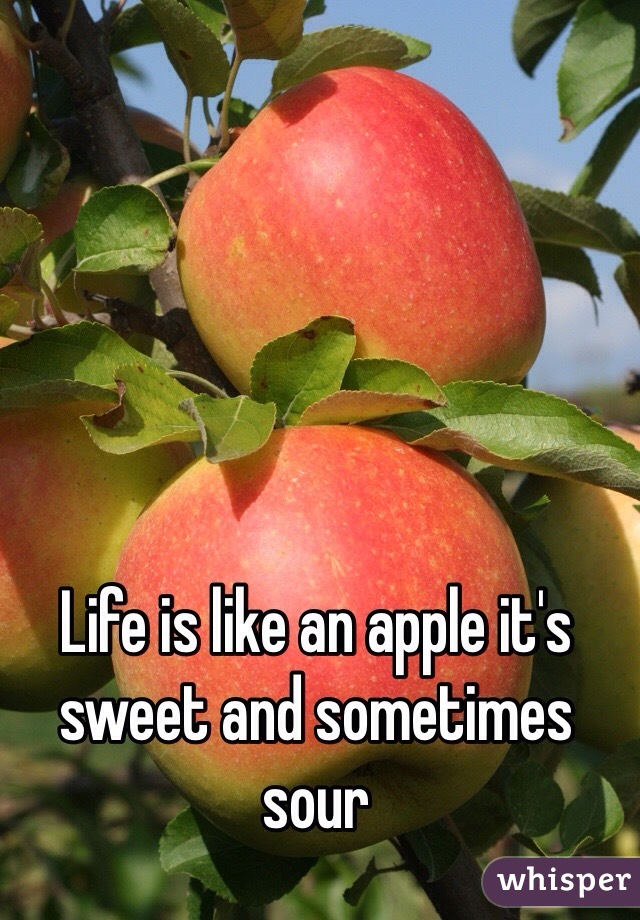 Life is like an apple it's sweet and sometimes sour