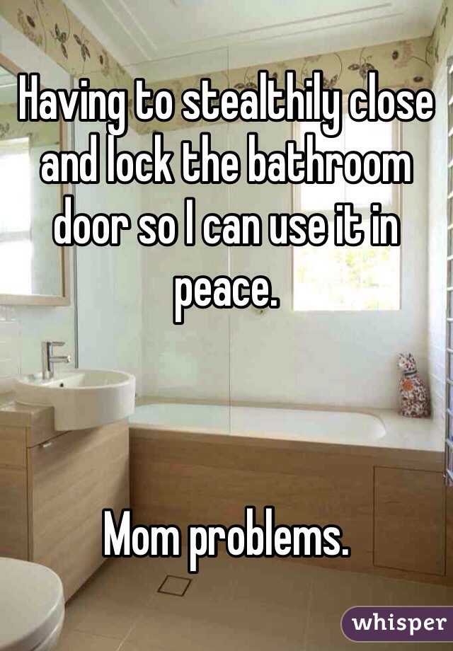 Having to stealthily close and lock the bathroom door so I can use it in peace.



Mom problems. 