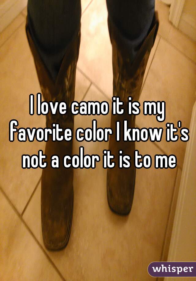 I love camo it is my favorite color I know it's not a color it is to me