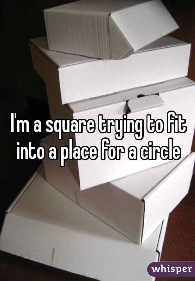 I'm a square trying to fit into a place for a circle 