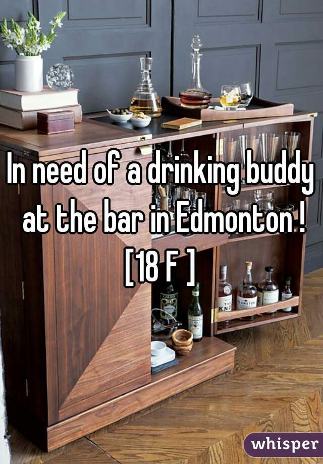 In need of a drinking buddy at the bar in Edmonton ! [18 F ] 