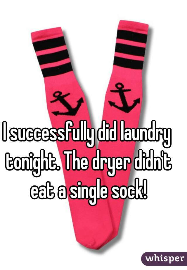 I successfully did laundry tonight. The dryer didn't eat a single sock!